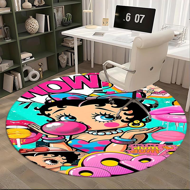 Betty Boop Round Chair Mat - Home Decor, Sofa Carpet, Office Rug Gift for Bedroom