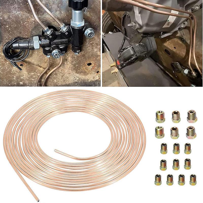 Brake Hose 3/16-Inch Diameter with 300 Inches Length and 16 Nuts and Connectors Replacement Kit for Vehicle Brakes