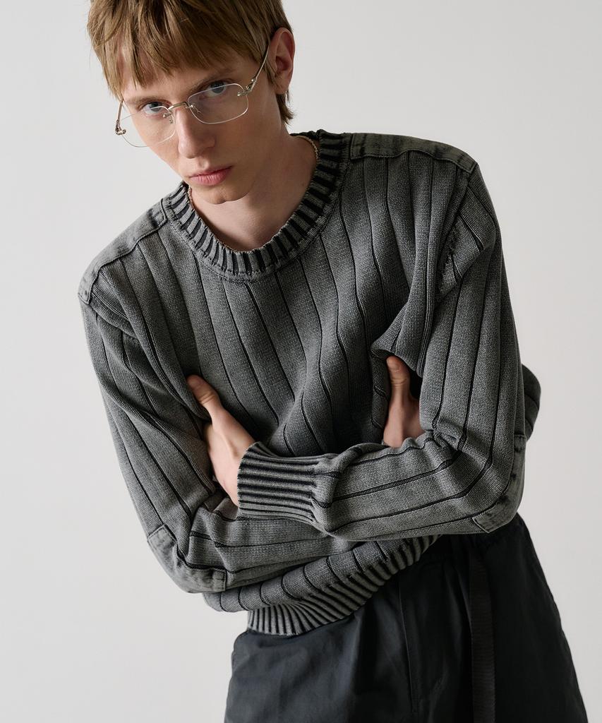 KNOUUN Crew Washed Neck Knit (Charcoal)