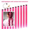 Long Straight Synthetic Black Hair Extensions Clip In  Colored Party Highlights Hairpieces for Women Kids Girls