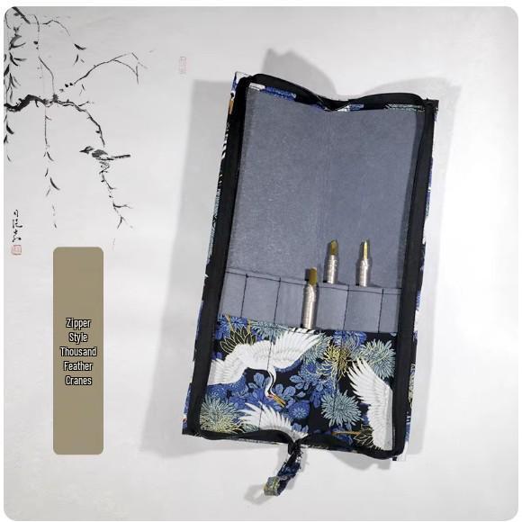 Bamboo Roll-Up Calligraphy Brush Bag: Chinese Style Pen Storage for Four Treasures of the Study