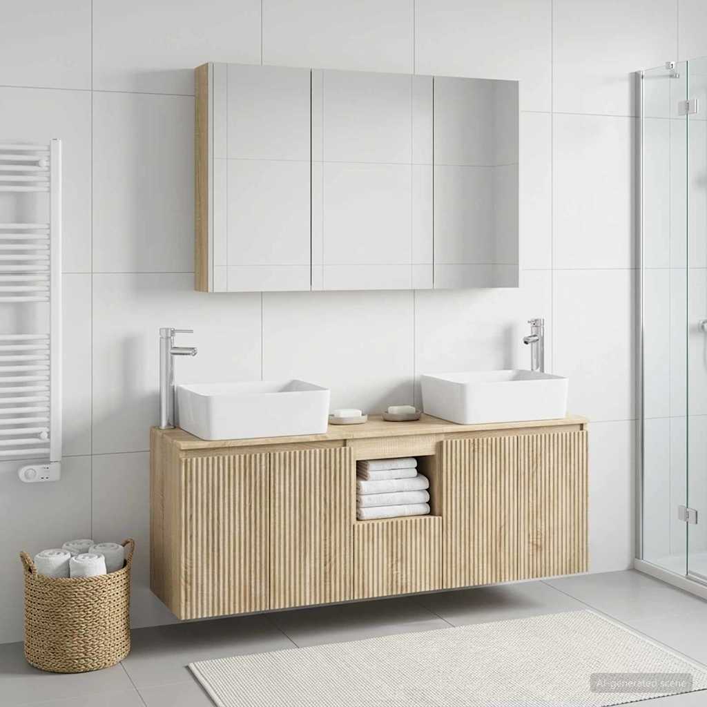 Bathroom Cabinet Set 4 Pcs Sonoma Oak Wood Based Material