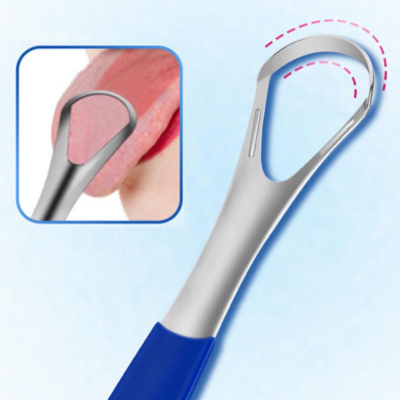 Color Handle Stainless Steel Tongue Scraper Oral Hygiene Cleaner Metal Tongue Cleaning Tool For Fresh Breath