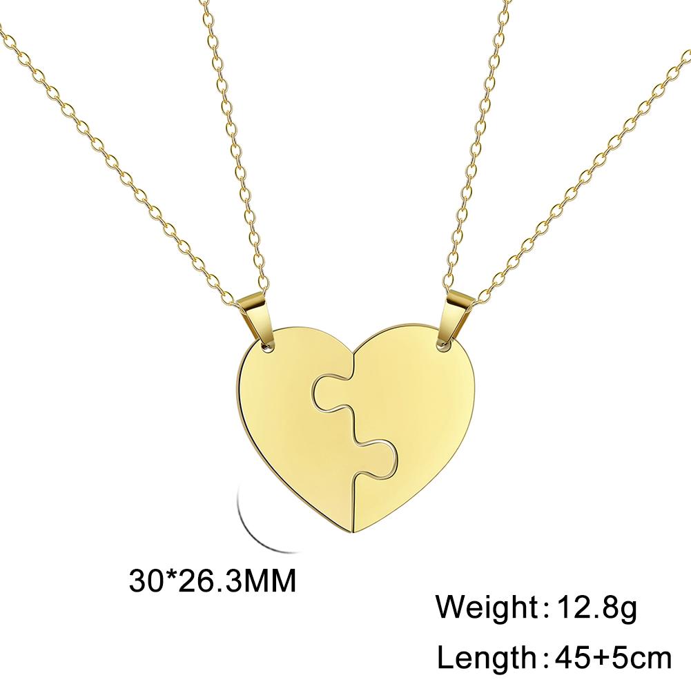 Lemegeton Customized Name Heart Puzzle Necklace 2-6Pcs Stainless Steel Jewelry Family Name Love Pendant Friendship New Year Gift
