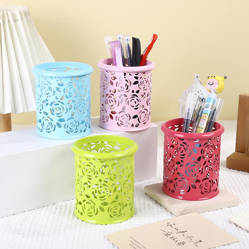 Stylish and Functional Metal Mesh Desktop Stationery Organizer with Three Compartments
