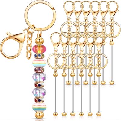 12pcs of Bead Keychain DIY Keychain Pendant Made of Silvery Metal Bead Keychain Blank Keychain Bead Keychain, DIY Bead Keychain, Hanging Accessories