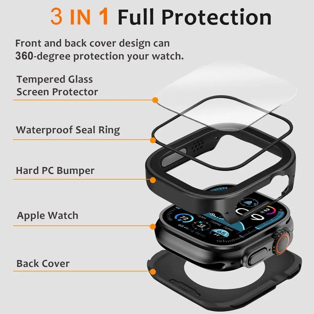 Custodia in Metallo Impermeabile Lega di Alluminio Custodia Protettiva Completa per Apple Watch Ultra 3 49mm 11 10 46 42mm Per Iwatch 987654SE 44 45MM