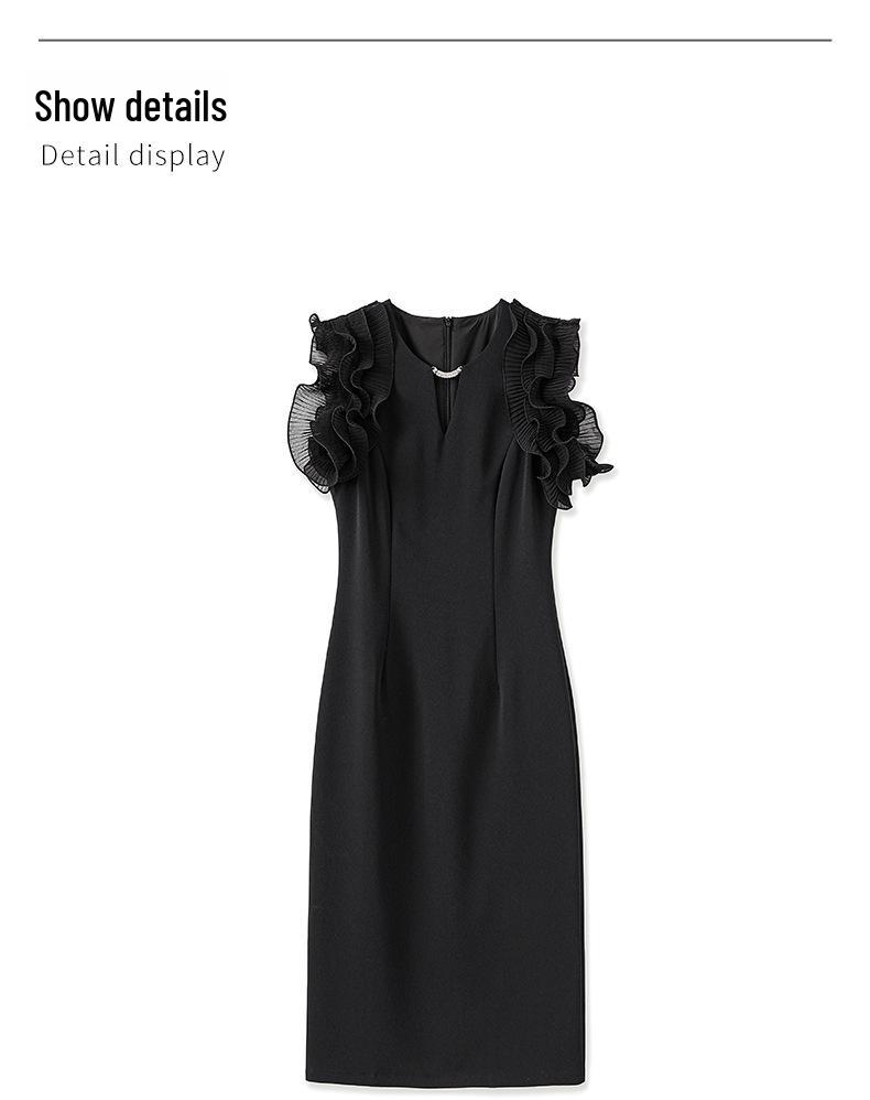 Shenzhen Nanyou Off-Shoulder Wooden Ear Edge Summer Dress - Celebrity Style Elegant Hip Skirt for Women