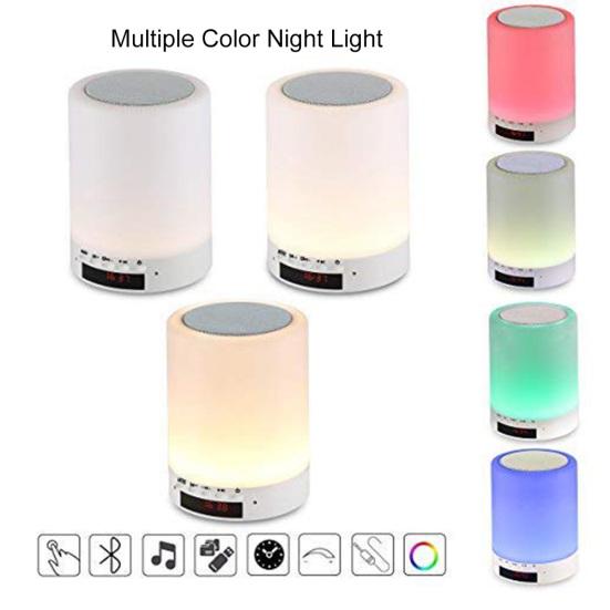 Wireless Cylinder Colorful Night Light Bluetooth-compatible Speaker Alarm Clock Home Decor