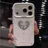 Ins Wind Hollow Love Bow for Apple 17Promax Mobile Phone Case iPhone16 Color Silver IMD Large Hole