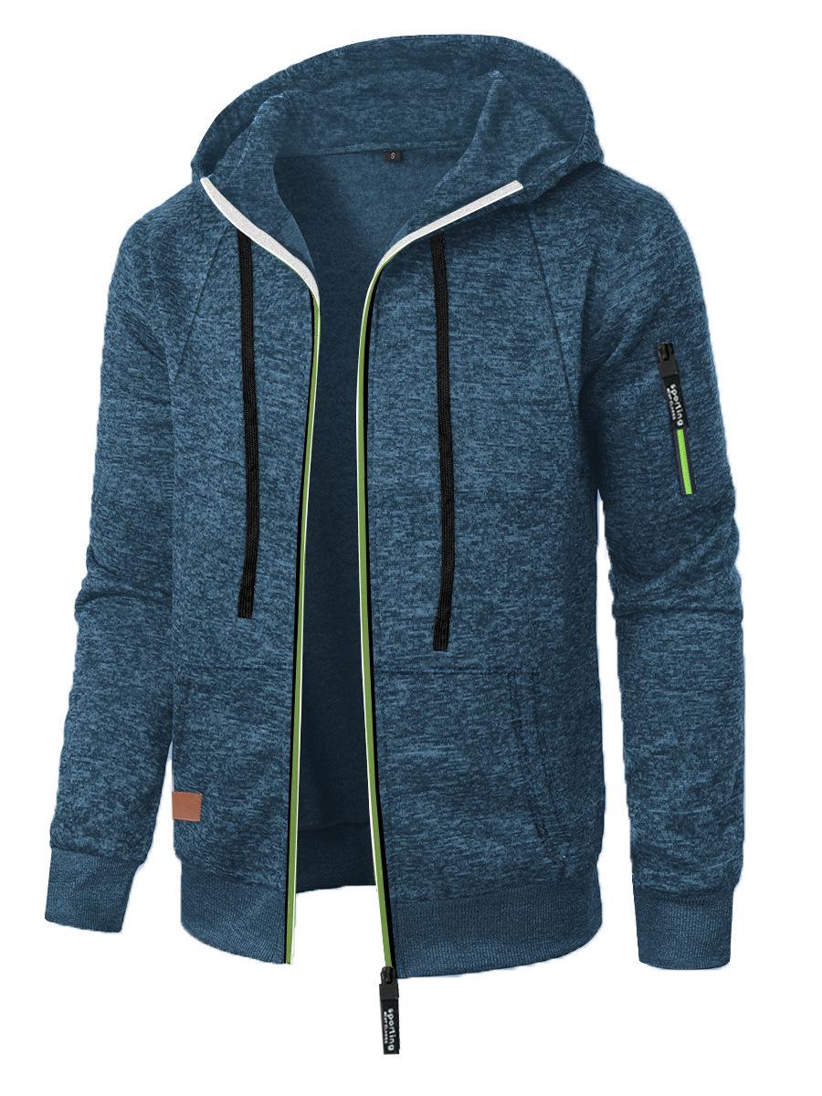 

Men s Casual Jacquard Knit Hoodie Cardigan XXX-Large джинсовий синього кольору