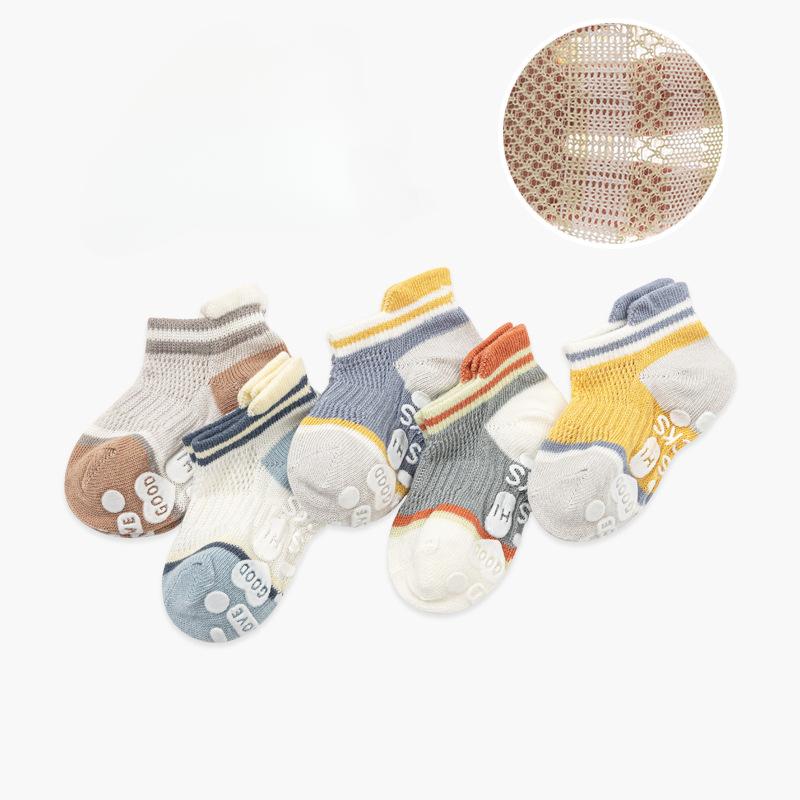 5 Pairs Summer Baby Breathable Mesh Trampoline Socks Children Girls Boys Non-slip Rubber Grips Boat Socks Infant Floor Socks