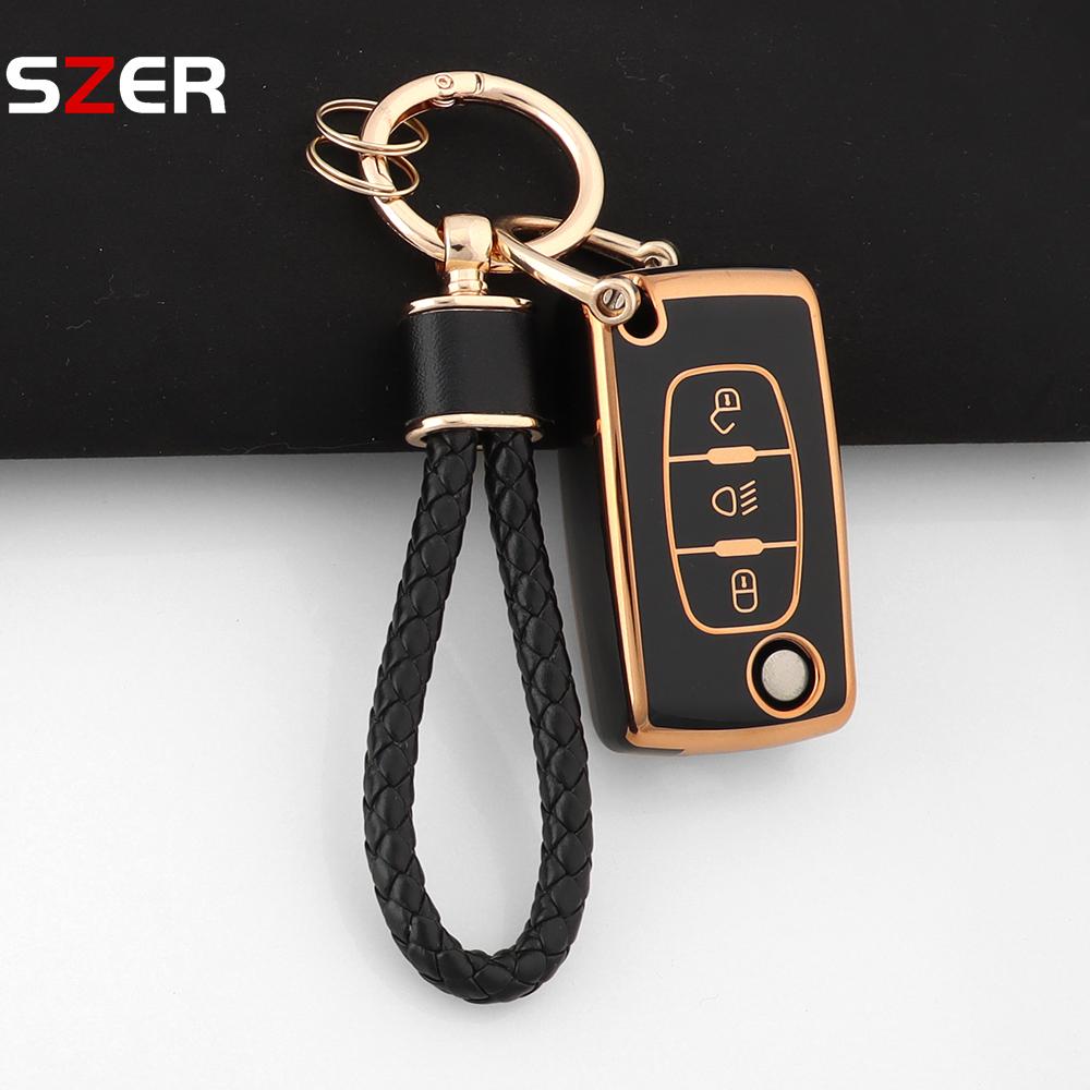 New Pink Tpu Car Key Case Cover Keychain Fob Shell For Citroen C2 C3 C4 C5 C6 Xsara Berlingo For Peugeot 207 307 308 407 607 807