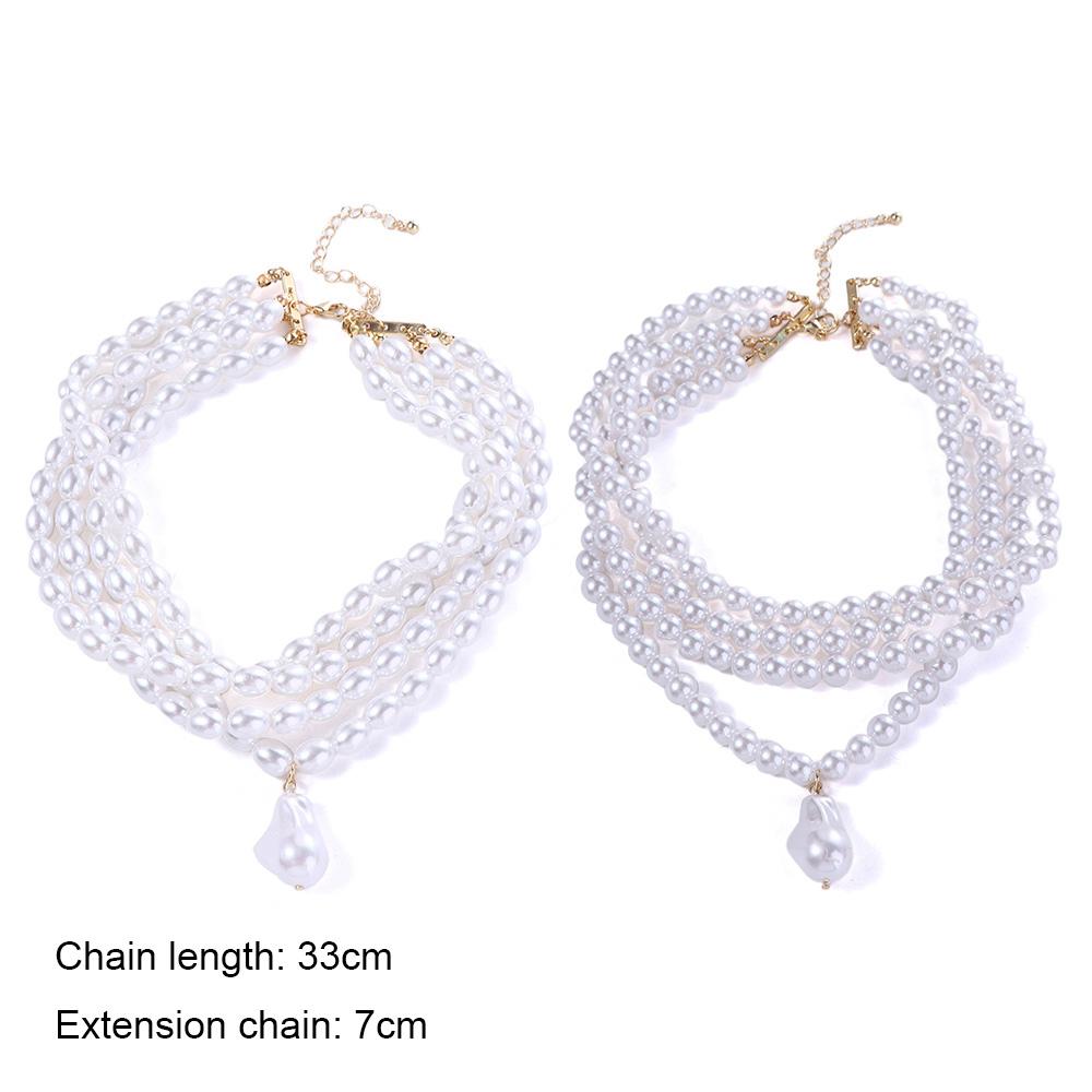 Wedding Zinc Zinc Alloy Irregular Shape Pearls Pendant Korean Style Choker Women Necklace Jewelry Accessories