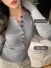 Women's Early Autumn Korean Style Slim Fit Long Sleeve Half-Open Collar Shirt