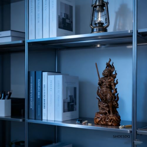 Standing Acala Statue, Carved from Premium Natural Boxwood (Antique Finish), Guardian Deity for Those Born in the Year of the Rooster (21.5cm H x 8cm