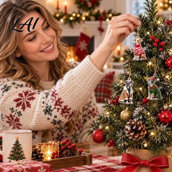 Christmas Tree Hanging Decorations Greyhound Advent Calendar 24 Days Countdown 2D Day Flat Acrylic Dog Ornaments for Holiday Decoration Calendar