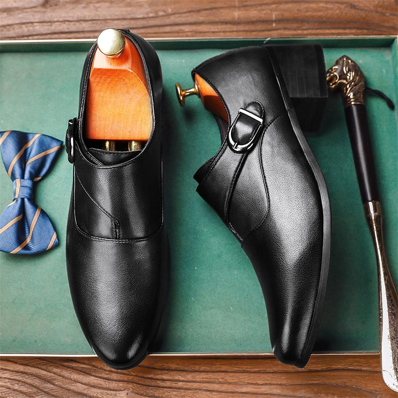 Кожаные туфли мужские Высококачественные модные мужские Толстые подошвы Нескользящие — фото 3