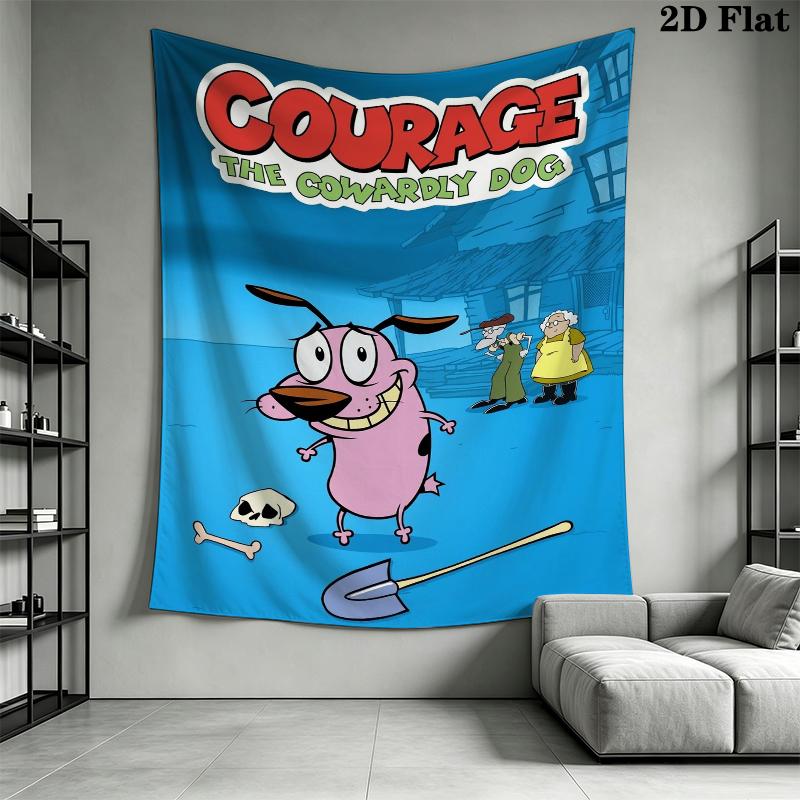 Courage the Cowardly Dog Wall Tapestry Aesthetic Wall Hanging Printed Fabric Blanket Decorative Tapestries for Bedroom Living Room Home Decor