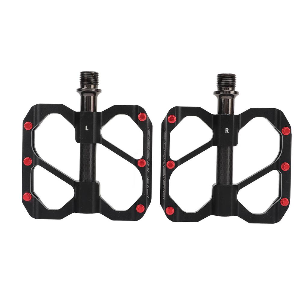 2PCS Road Bike Pedals Aluminum Alloy Anti Slip Lightweight Flat Platform Pedals for Mountain Bike Black