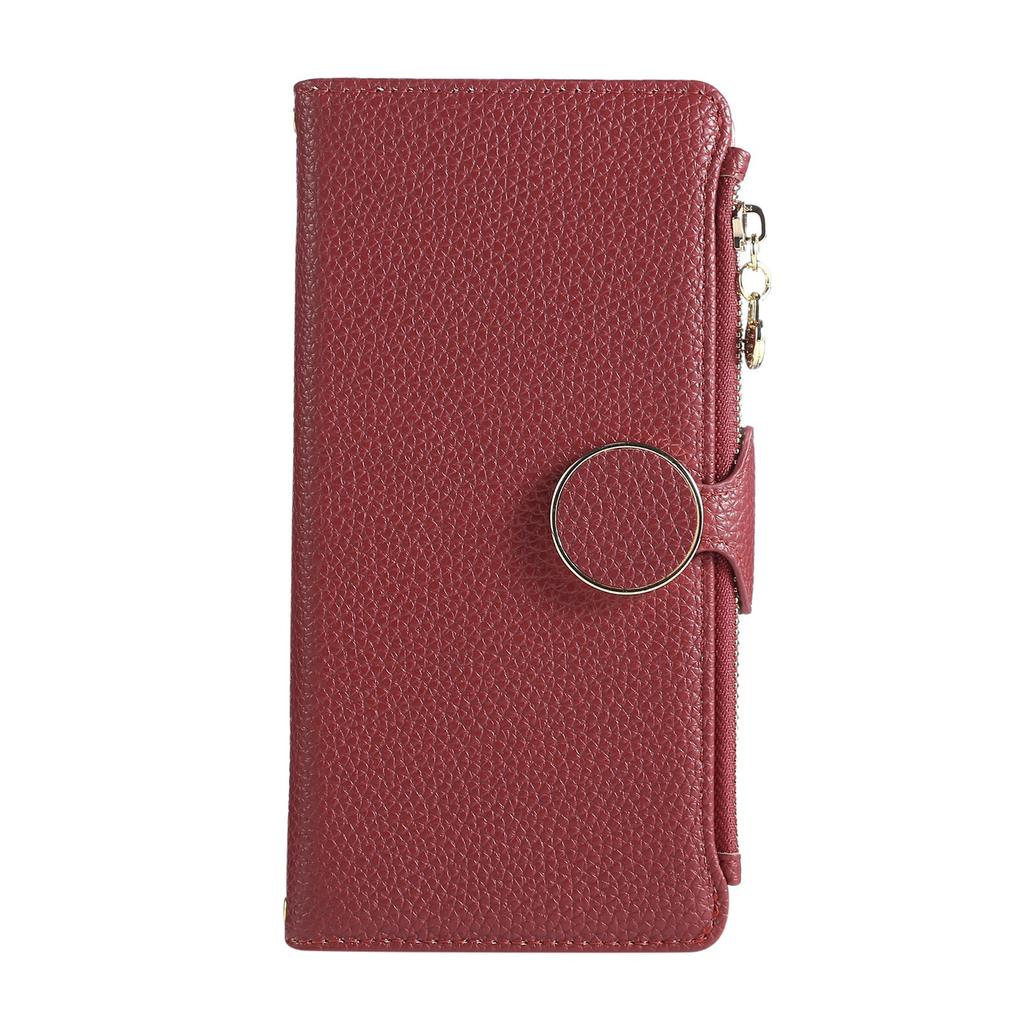 For Samsung Galaxy S25/S24 Case Zipper Wallet Leather Phone Cover with Wrist Strap