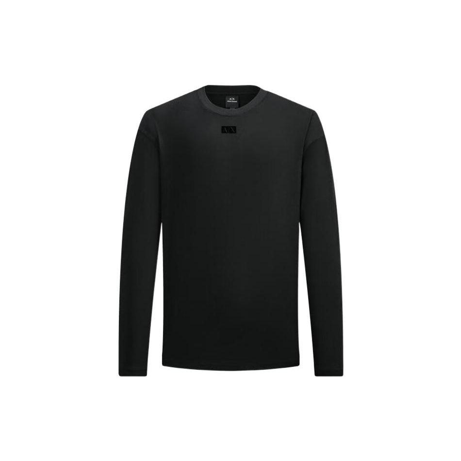 Armani Exchange FW22 Einfarbig Rundhals Pullover Langarm Sweatshirt Herren sweatshirt Schwarz 6LZMKC-ZJBVZ-1200
