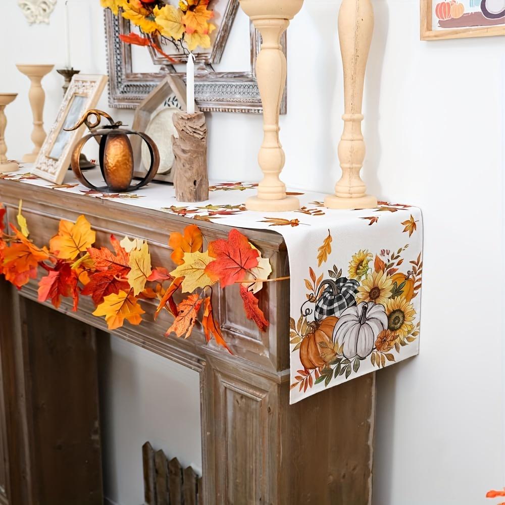 1 Piece Of Autumn Harvest Table Runner, Painted Pumpkin, Sunflower, Fallen Leaves, Suitable For Restaurant, Home, Picnic, Harvest Party, Market Decora