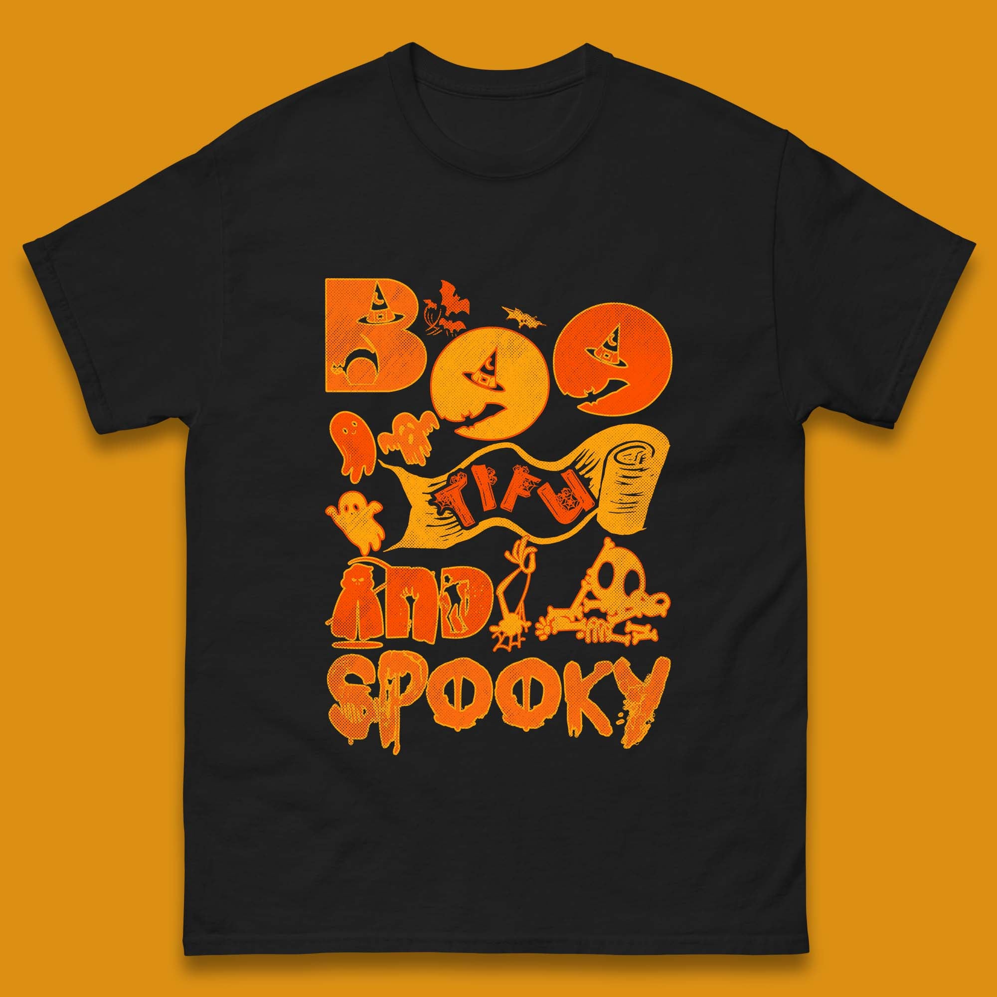 Boo Tiful and Spooky Halloween Horror Scary Boo Ghost Spooky Season Mens Tee Top L