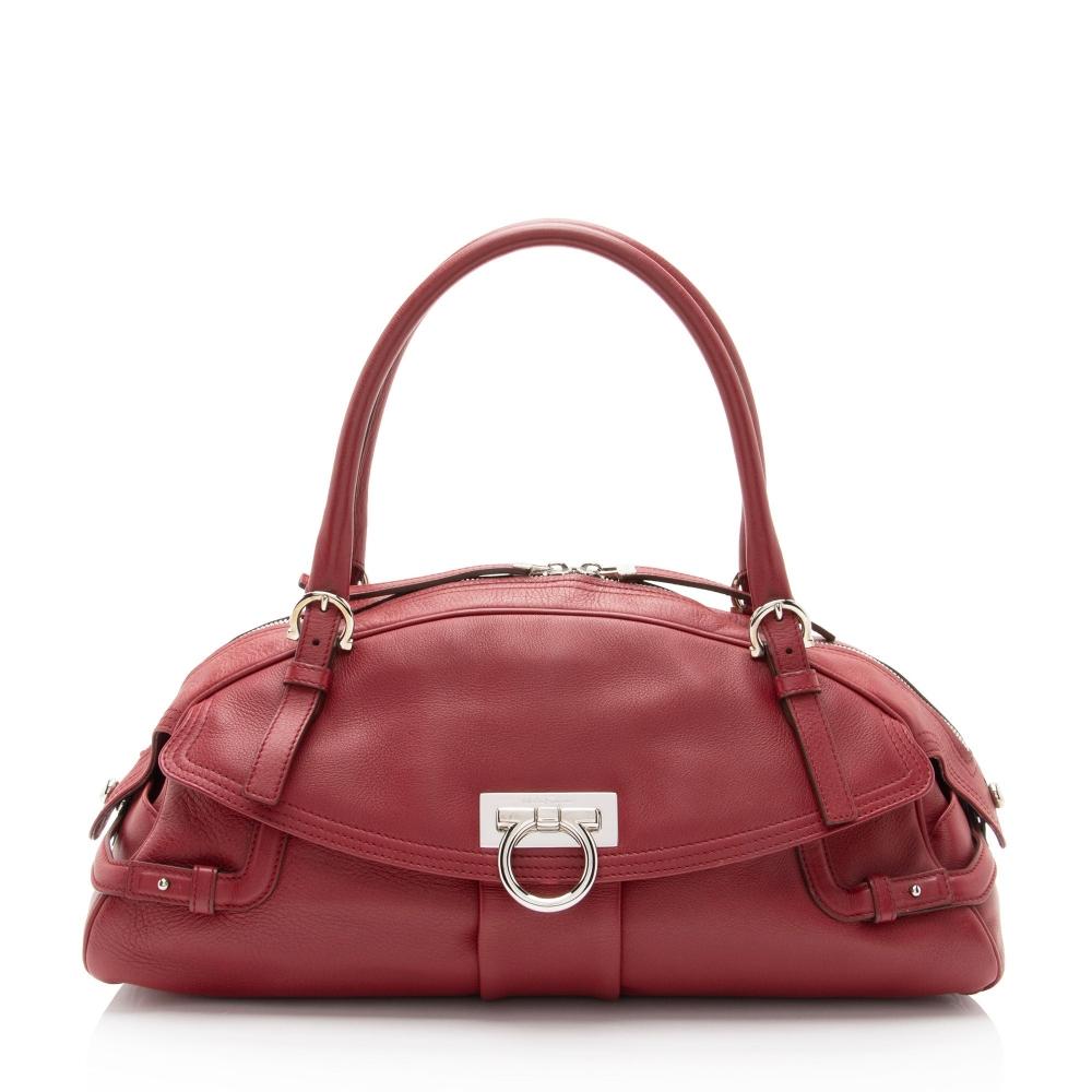 

Salvatore Ferragamo Шкіряна сумка Gancini Marisa Satchel Red