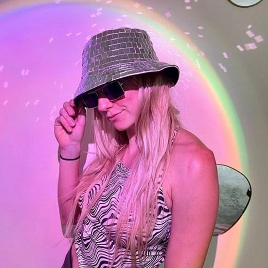Yousheng Sparkling Reflective Mirror Bucket Hat Disco Style Fisherman Hat Festivals Birthdays Night Club Party Cap Fashion Accessory