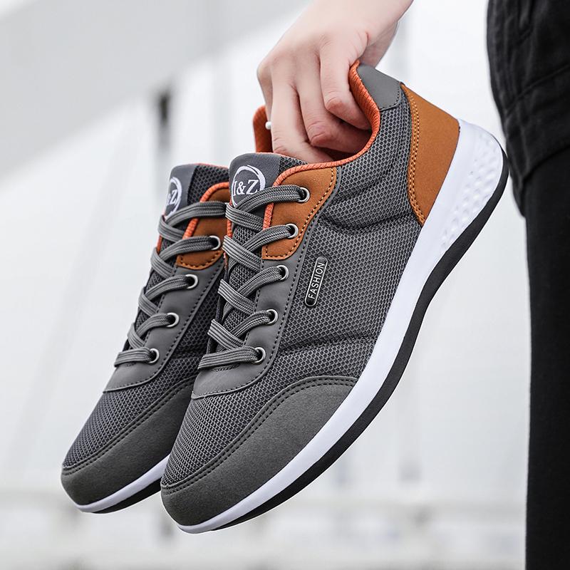 

Men s Black Brown Mesh Fashionable Sports Shoes Breathable Running Shoe with Cushioned Soles Anti Slip Walking Shoes Large Size 38 серый