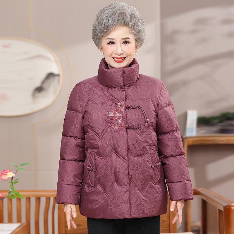 Women's Cotton-Padded Jacket: Fleece-Lined, Thickened, National Style for Elderly, Winter Coat for Grandma, Tang Suit Design