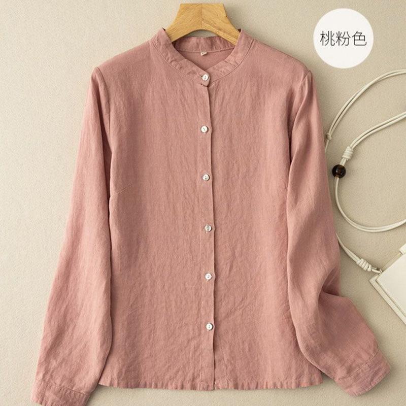 Loose cotton and linen long-sleeved shirt women's spring and summer new simple style temperament shirt jacket cardigan