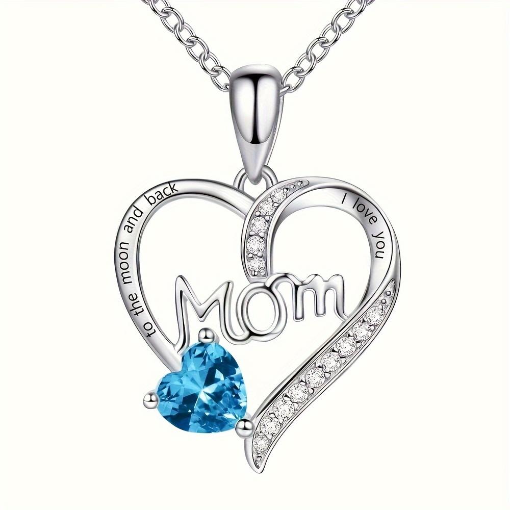Rhinestone Decor Heart-shaped Pendant Necklace,The Perfect Gift for Mom,Her: Valentine's Day, Anniversary,Birthday,Mother’s Day