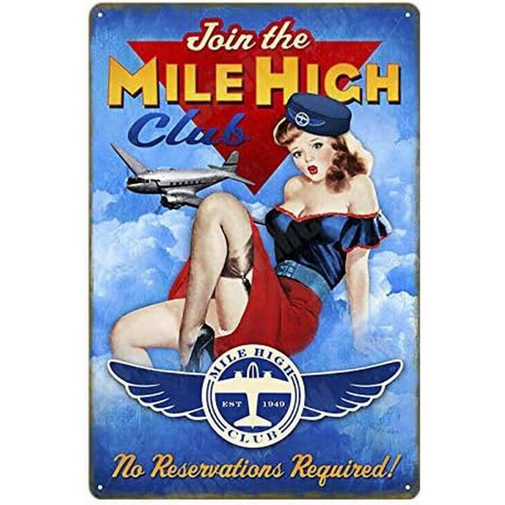 Military Pinup Girls Metal Tin Signs Vintage Plaque Plate Retro Wall Art Poster for Home Cafe Bars Pubs Iron Painting Decoration