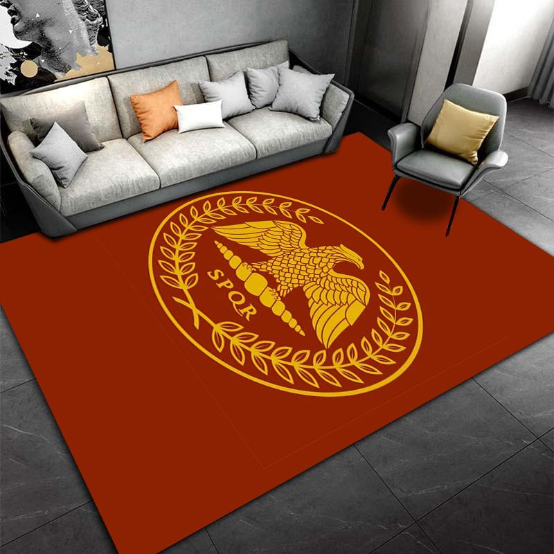 Tappeto con Simbolo Aquila Romana SPQR Rosso e Oro, Tappeto Arredo Casa Adatto per l'uso come antiscivolo per soggiorno camera da letto divani