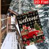 Gd-Dq09050076-1pc Truck Christmas Buffalo Check Welcome Garden Flag_4 (2)- Outdoor Flag, Double-Sided Home Decor for Courtyard And Lawn, Outdoor Decor