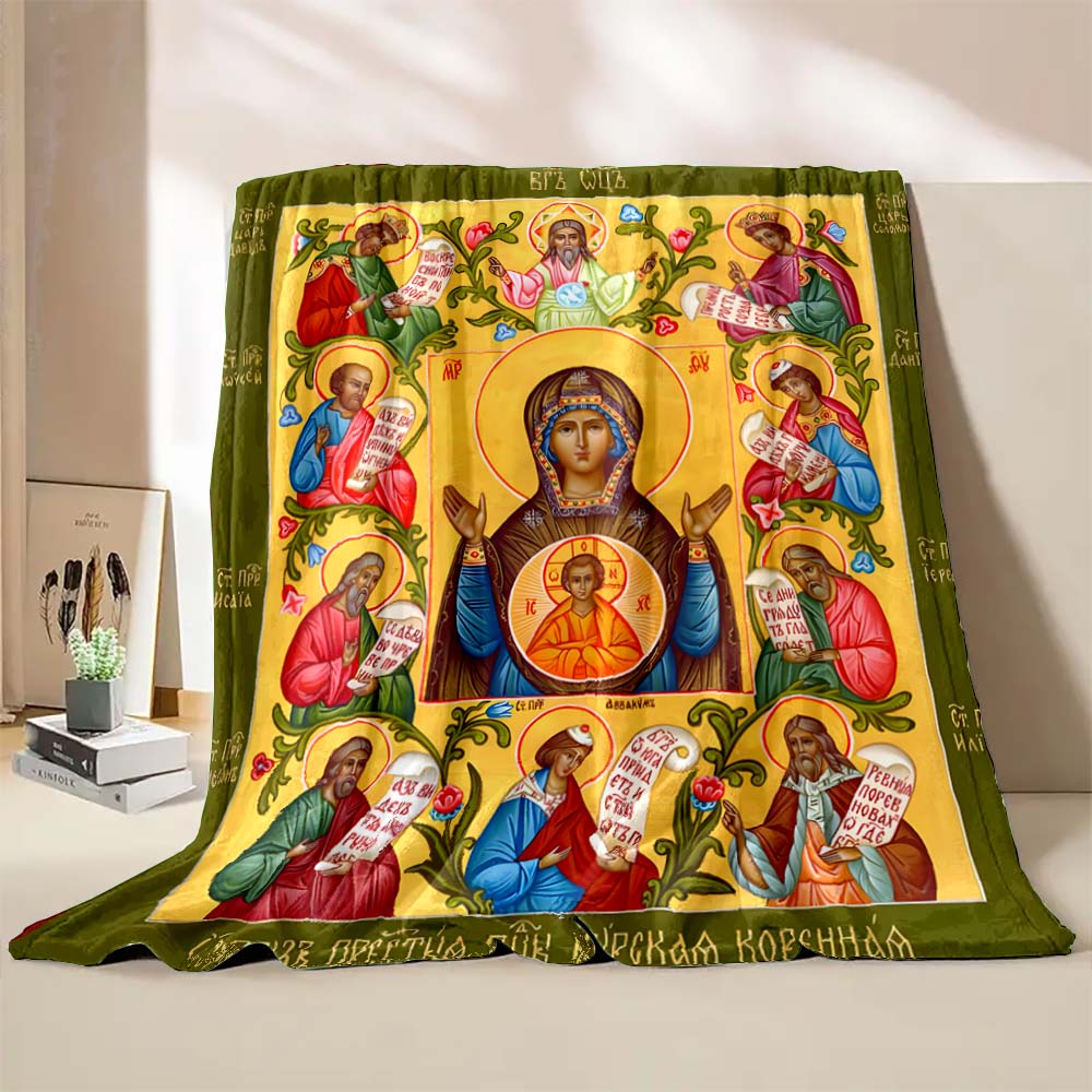 6 Sizes Jesus Virgin Maria Believer Pray Printed Blanket Soft and Comfortable Home Travel Blanket Adult and Child Warm Blanket