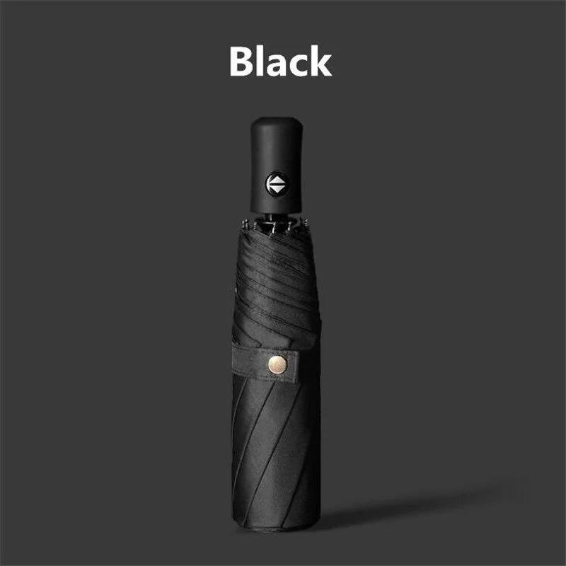 Automatic Folding Sunny Rain Umbrella Solid Color Three-folding Windproof Business Umbrella