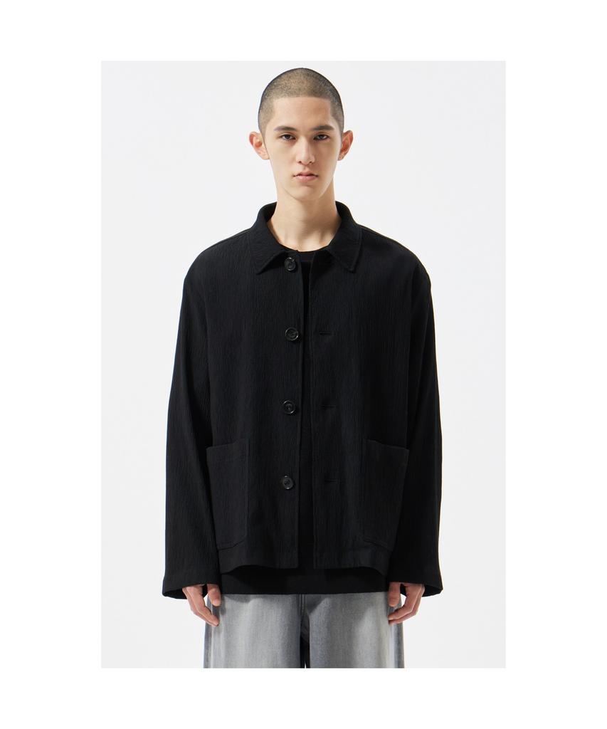 Customellow Black Pleats Work Jacket Cwjam25433Bkx