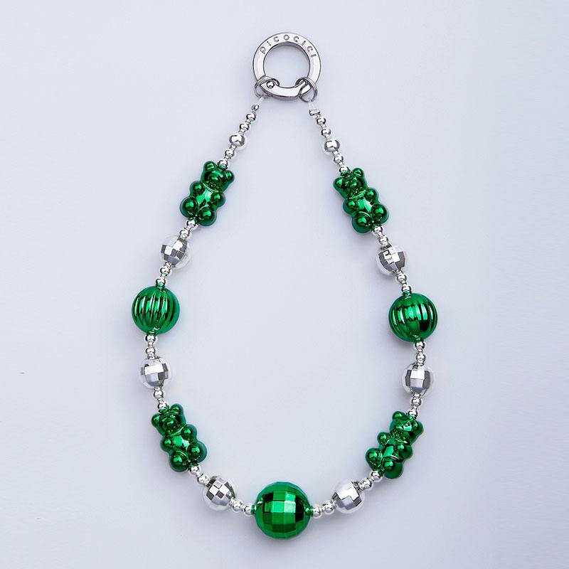 PICOCICI Electroplated Cartoon Bear Decor Phone Anti-drop Wrist Band Beaded Bracelet