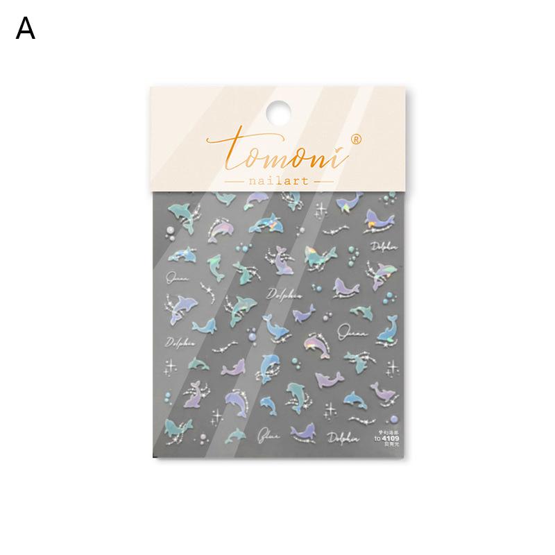 Summer Shiny Blowing Bubble Nail Decorations Nail Art Stickers 5D Shell Light Bubble Transfer Slider Sticker DIY Manicure Decals