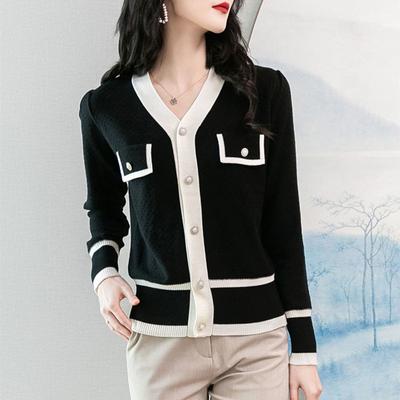 Spring and Autumn Women's Small Perfume Wind Sweater Thin Jacket Knitted Cardigan Senior Sense of Korean Version of The Top Tide