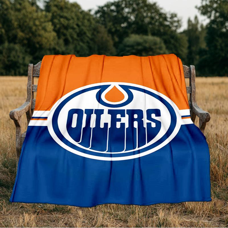 Energetic Oilers Team Spirit Blanket Flannel Throw for Sofa, Indoor, Camping, Living Room, Office, Chair, And Bed Soft Birthday Gift