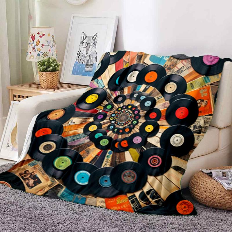 1PC Music Records printed blanket, all season lightweight home office outdoor nap multifunctional blanket A13