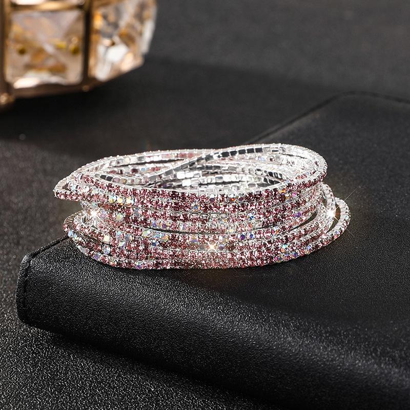 Diamond Elastic Bracelet Color Zircon Rhinestone Claw Chain Crystal Bracelet Gemstone Full Diamond Jewelry