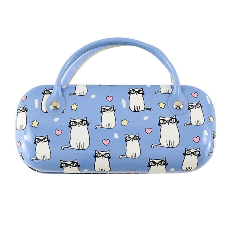 

Eye Glass Carry Case Cartoon Print Fit Most Glasses for Students Men and Women Protective Case For Glasses синий