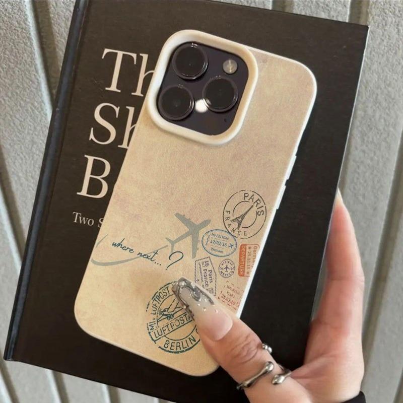 

Travel Seal Artistic Pattern Lychee Texture Phone Case For iPhone 11 12 13 14 15 16 17 Pro Max 14 Plus 17 Air X XS XR Soft Cover iPhone 11 Pro