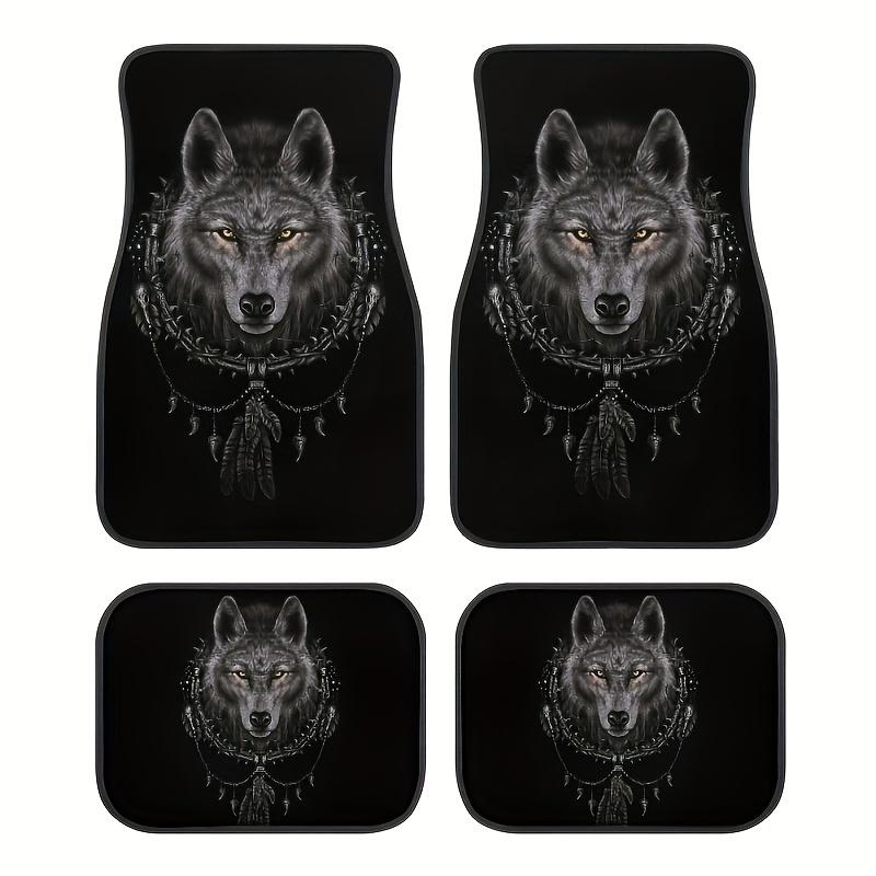 4 шт. Автомобильные коврики с дизайном головы волка, полиэфирное волокно, нескользящие, универсальные, модные аксессуары для интерьера автомобиля для мужчин и женщин 4pcs