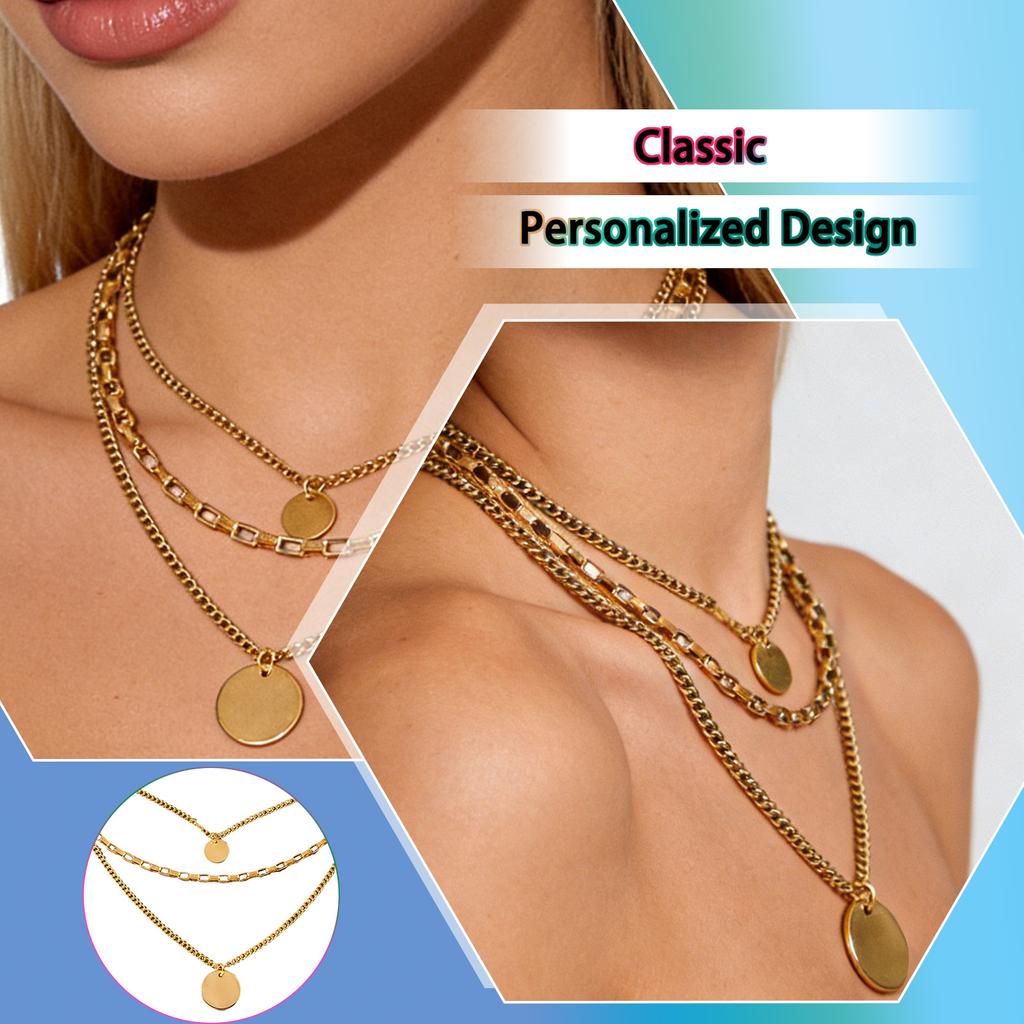 Ladies' Geometric Circular Neck Chain Alloy Water Diamond Tassel Pendant Necklace